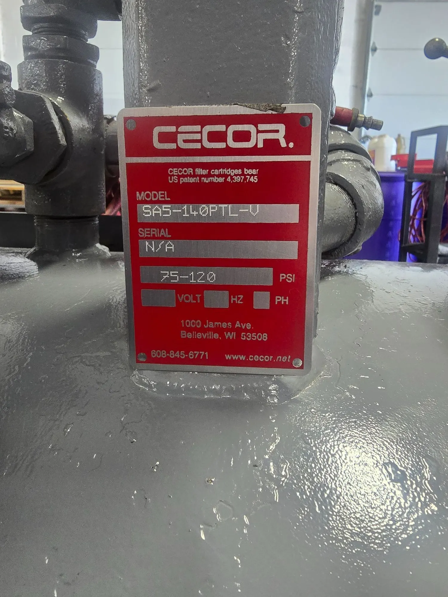 Cecor Shark #SA5-140PT, 140 Gal. Air Operated Sump Sucker, 70 GPM w/1-1/2" hose, 110 GPM w/2" hose, F23 filter