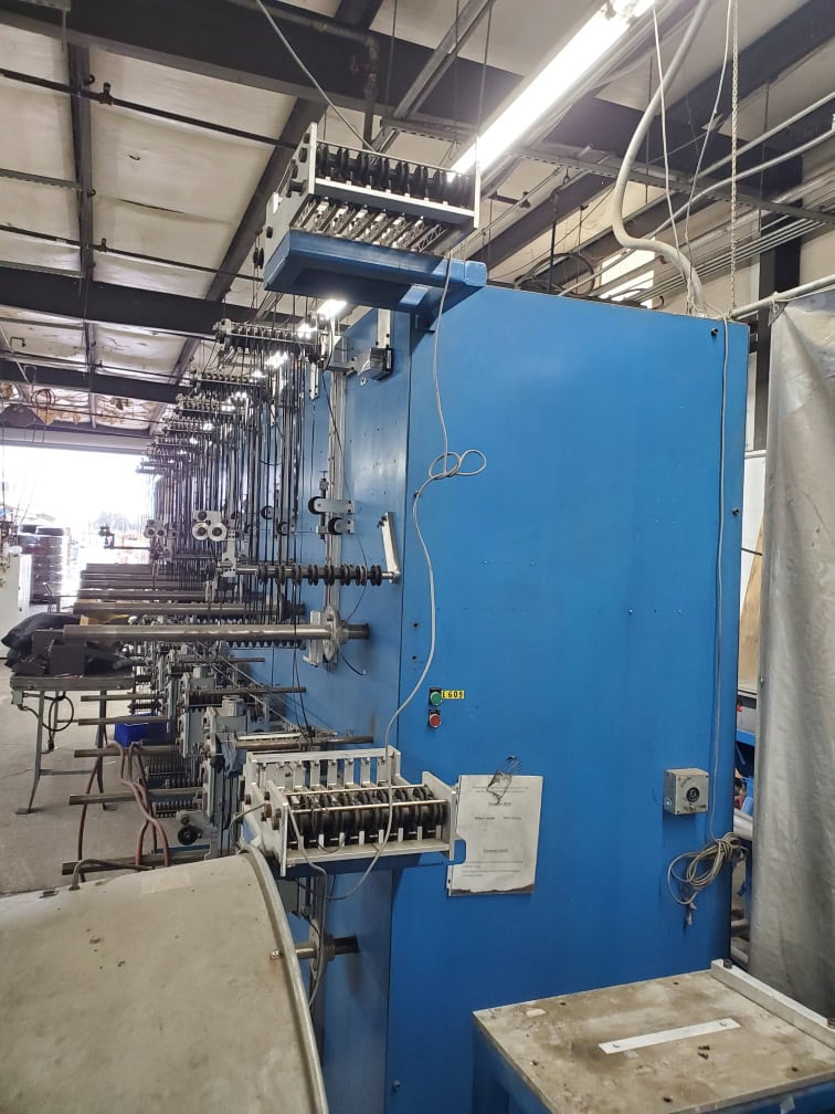 Custom 16-Station Winding Machine, Uhing #RG3-15-2MCRF rolling ring traverse drives, 16 spools, 120 FPM