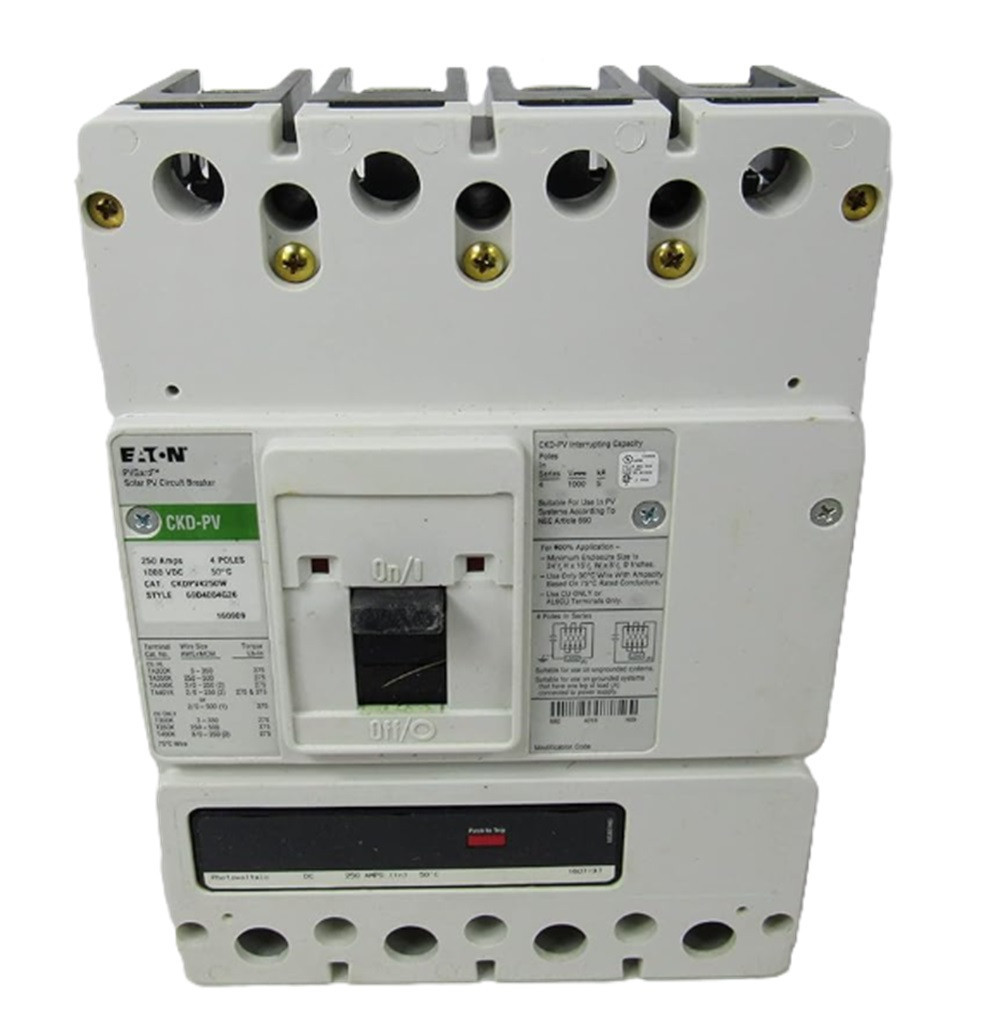 350 Amps, Eaton #CKDPV4350W, Series C K-Frame DC PvGard Molded Case Circuit Breaker, 1000 Volts DC, 4-Pole, 5