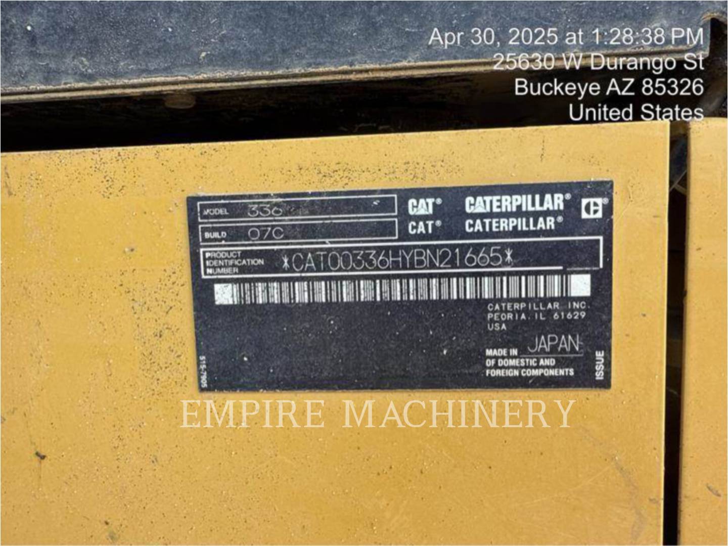 Caterpillar 336-07 P, 5375 hours, S/N: YBN21665, 2022