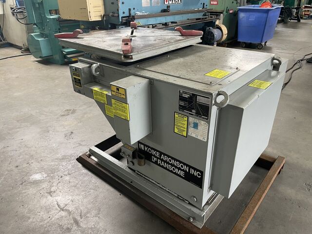 2500 lb. Koike Aronson #HD-25VF, welding positioner, 30" x 30" table, 0.07-0.85 RPM, 135° powered tilt
