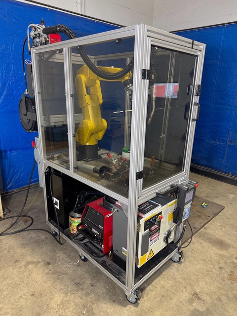 Fanuc ArcMate 50iC/5L, robotic welding cell, R-30iA Mate Controller, Lincoln 355M welder, fume extractor