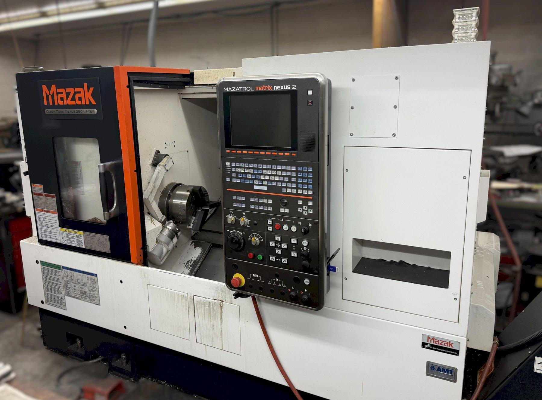 Mazak #Quick-Turn-Nexus-250MSY-II, CNC turning lathe, 26.5" swing, 8" chuck, 3" bar, 14.96" dia., 21.27"