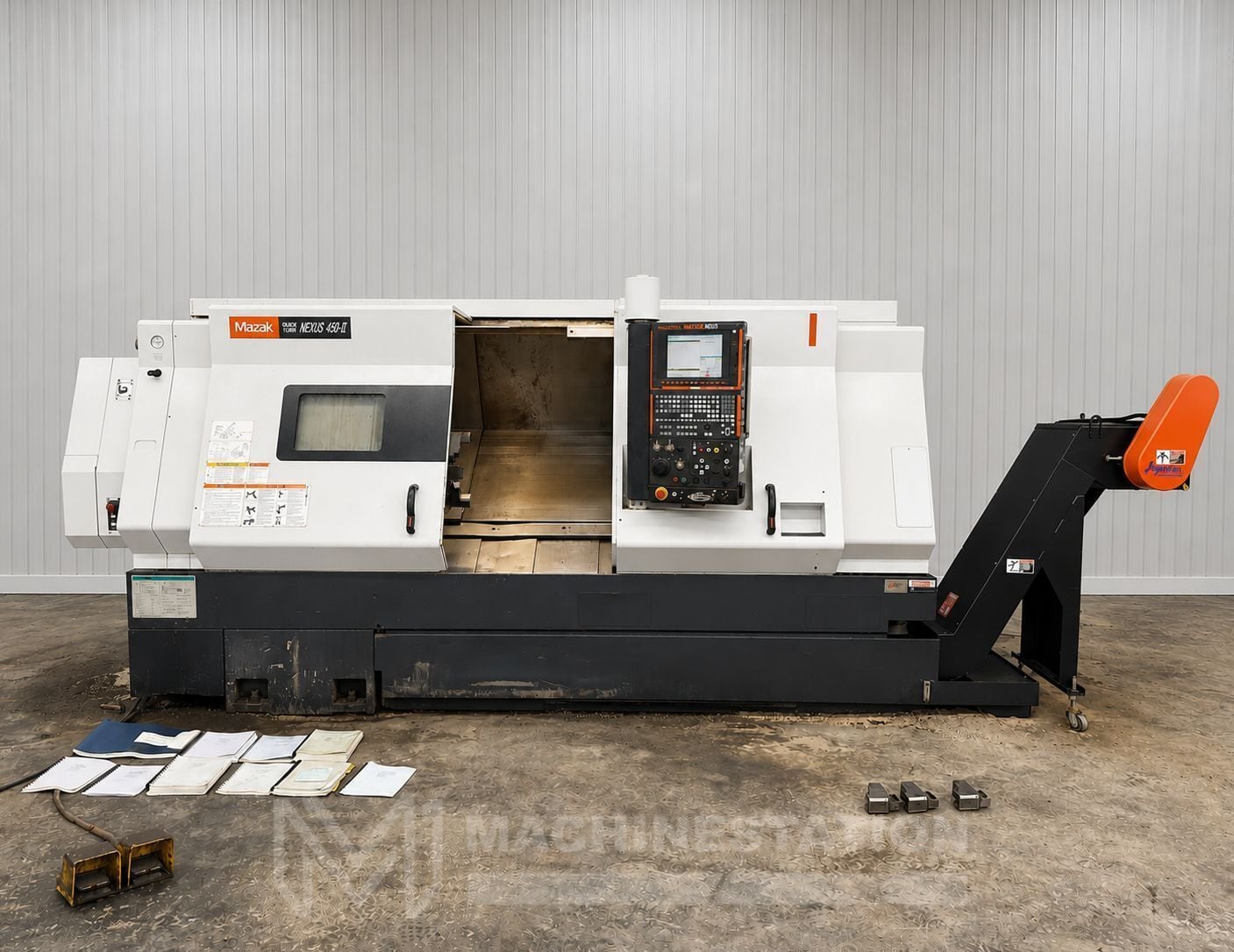 Mazak #Quick-Turn-Nexus-450II, CNC turning lathe, 33.2" swing, 18" chuck, 3-jaw, 4" bar, 22.83" dia., 39.37"