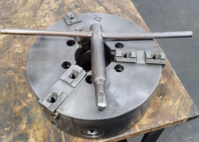 10" Buck #2103R, 3-jaw Adjust-Tru lathe chuck, plain back, 2-3/4" thru hole, w/ chuck key