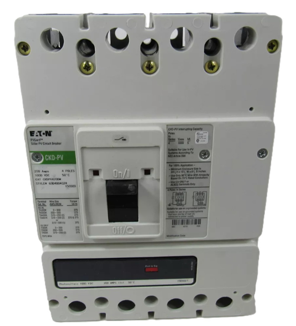 200 Amps, Eaton #CKDPV4200W, PV Guard Solar Complete Circuit Breaker, 1000 Volts DC, 4P, NEW