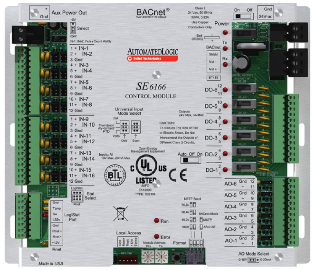 Automated Logic #SE6166, Single Equipment Controller, 20 Point, NEW