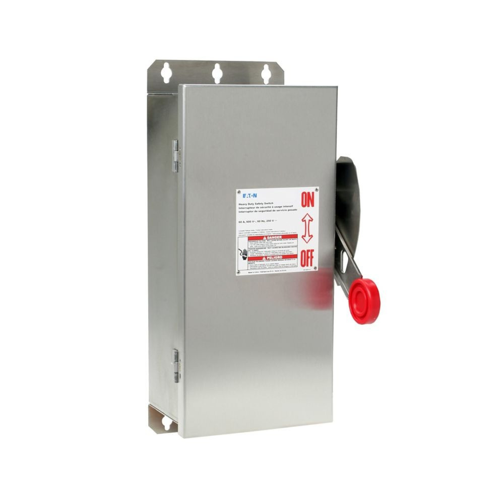 60 Amp. Eaton #DH362NWK, Disconnect Safety Switch, Stainless Steel, 3-Pole, 4-Wire, NEW