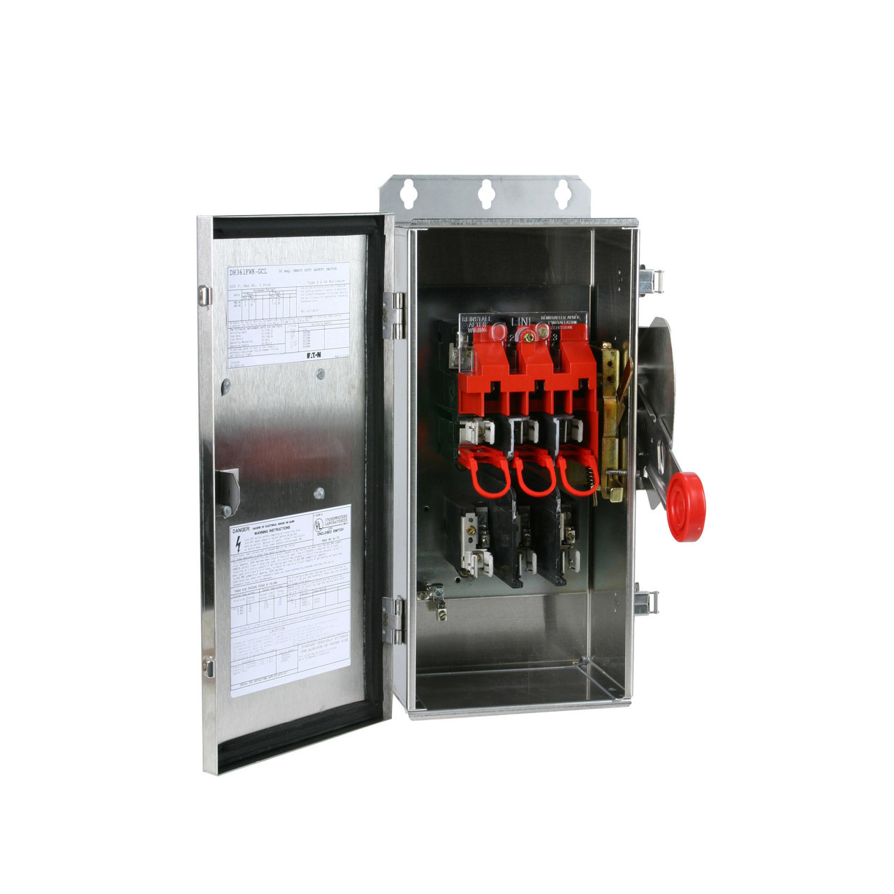 30 Amp. Eaton #DH361FWK, Heavy Duty Safety Switch, Corrosion Resistant, Nema 4x, NEW