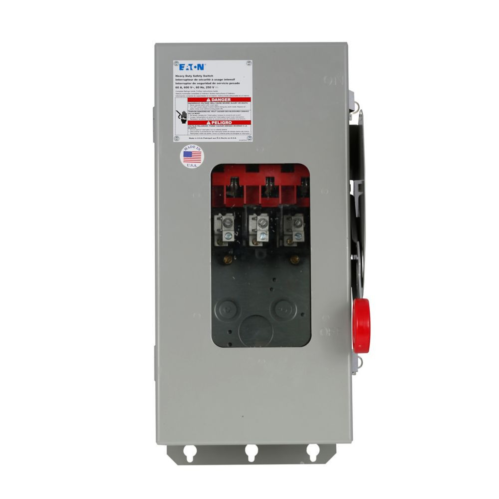 30 Amp. Eaton #DH321NDKW, Visible Blade Disconnect Safety Switch, 3P4W, 240 Volts, NEW