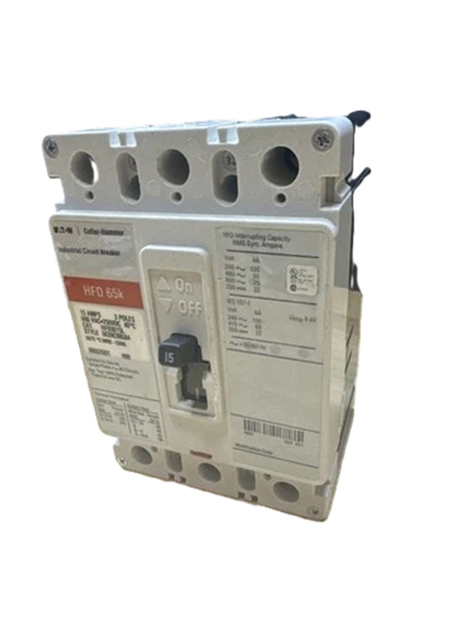 15 Amps, Eaton #HFD3015L, Circuit Breaker, Type HFD, F-Frame, 3-Pole, NEW