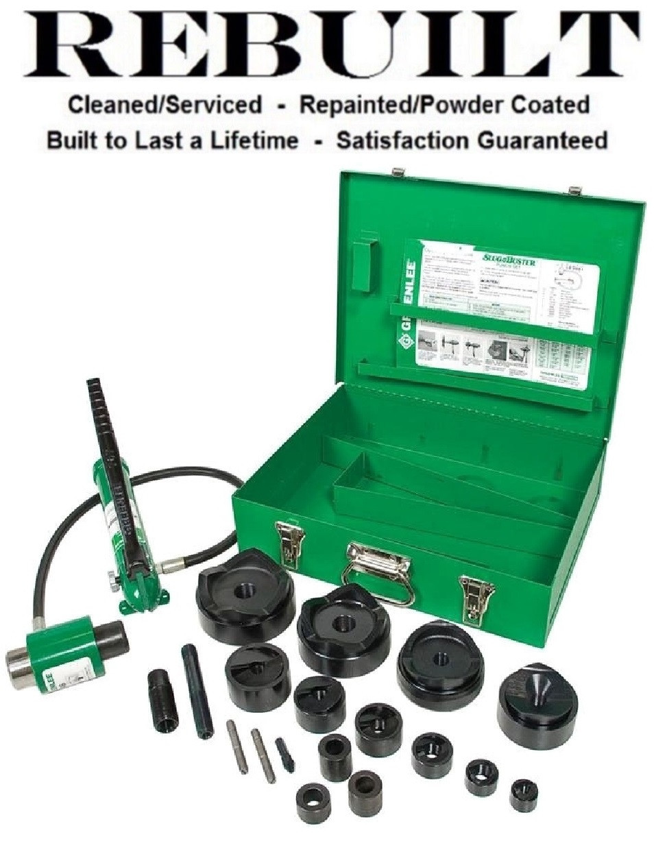 4" Greenlee #7310SB, Knockout Punch Set, 1/2" - 2" and 2-1/2" - 4" Conduit, Slug-Buster Punches, Dies, Draw