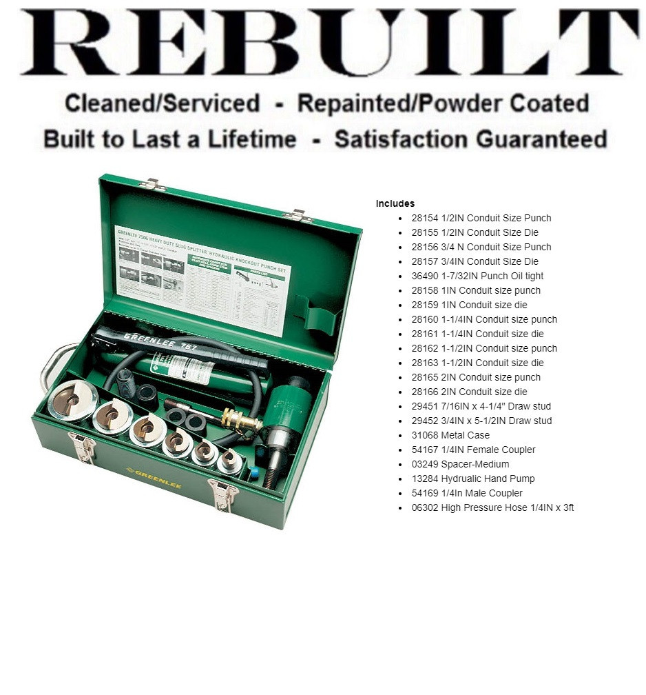 2" Greenlee #7506, Slug-Splitter SC Knockout Punch Kit, 1/2" - 2" Conduit, w/Hydraulic Ram and Hand Pump