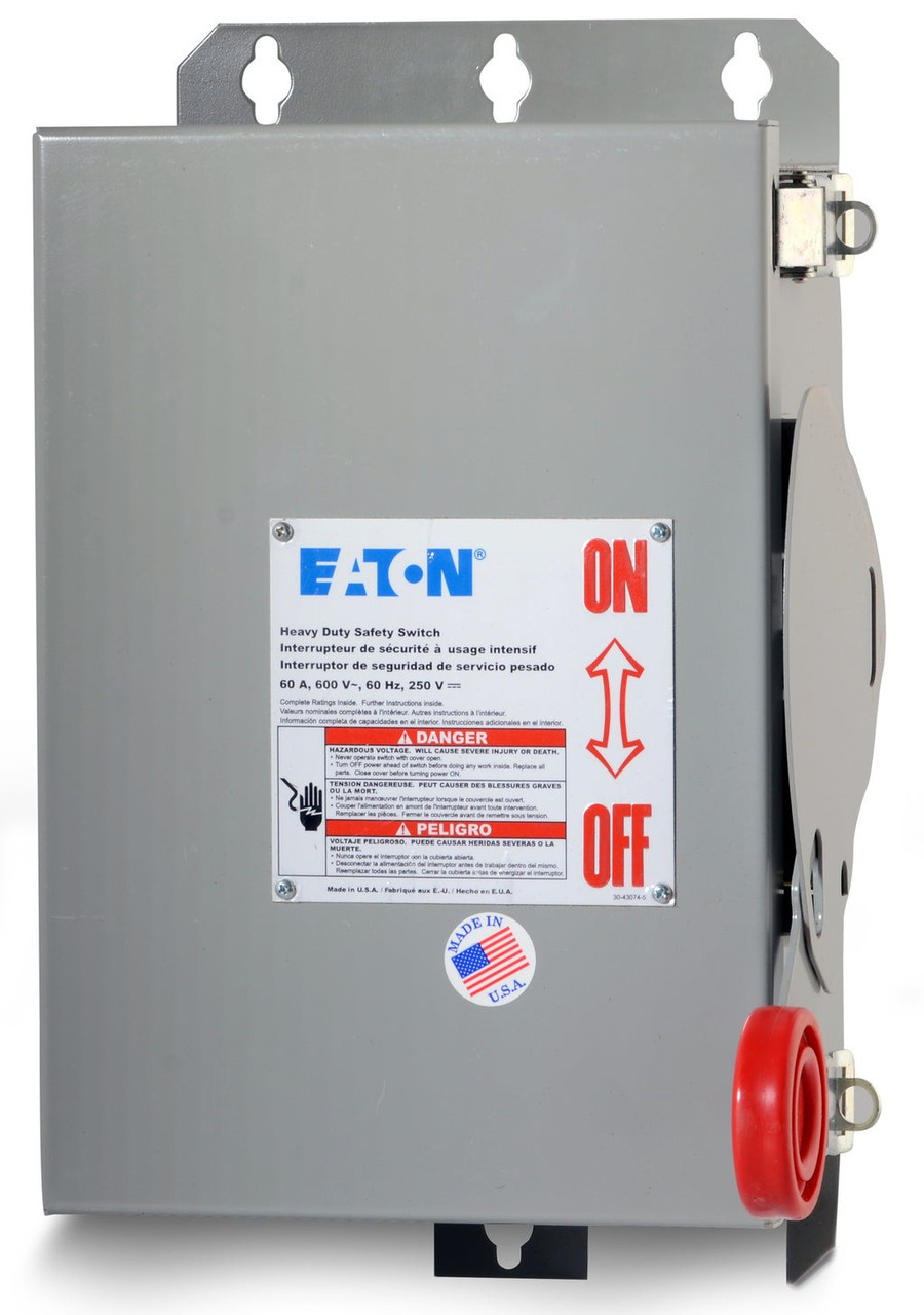 60 Amp. Eaton #DH362UDK, Safety Disconnect Switch, Single-Throw, Non-Fused, NEW
