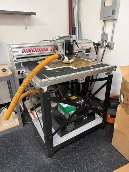 Gerber #Dimensions-200, CNC Router, 39" x 47" table, 35.4" X, 31.4" Y, 2.25" material thickness, 37" material