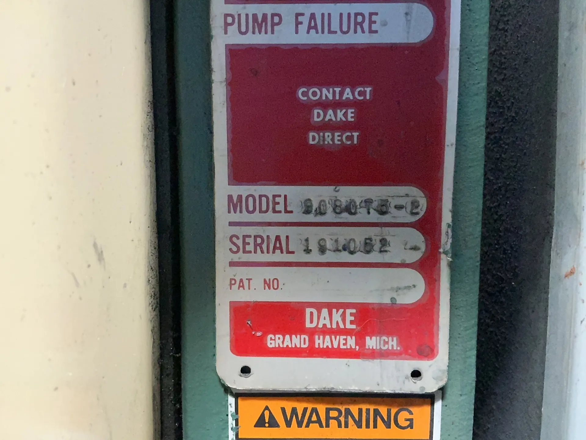 Dake #908075-2, H-Frame Press, 2 HP, 1740 RPM, 208-230/460 V., AS IS