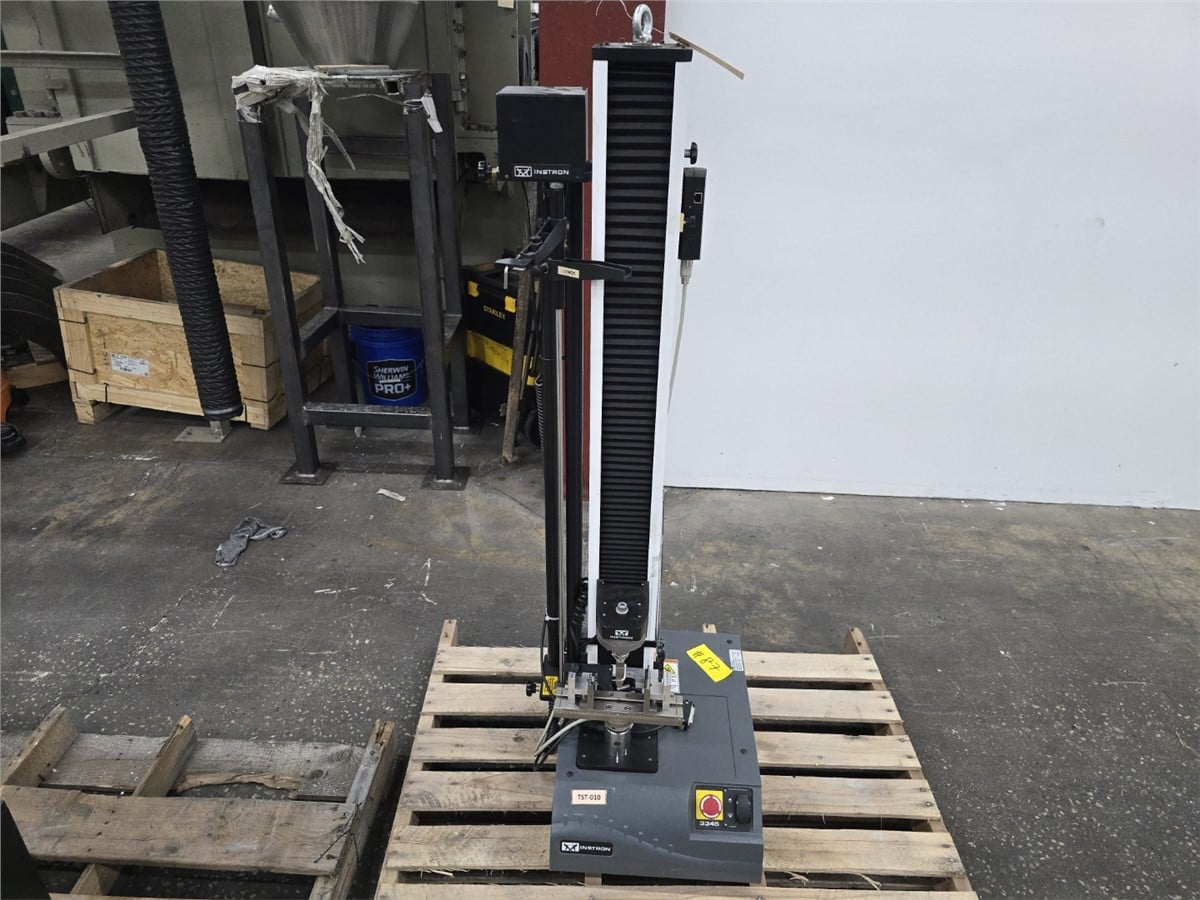 1125 lbf (5 kN) Instron #3345, tension & compression testing machine, 44.2" vertical test space, long travel