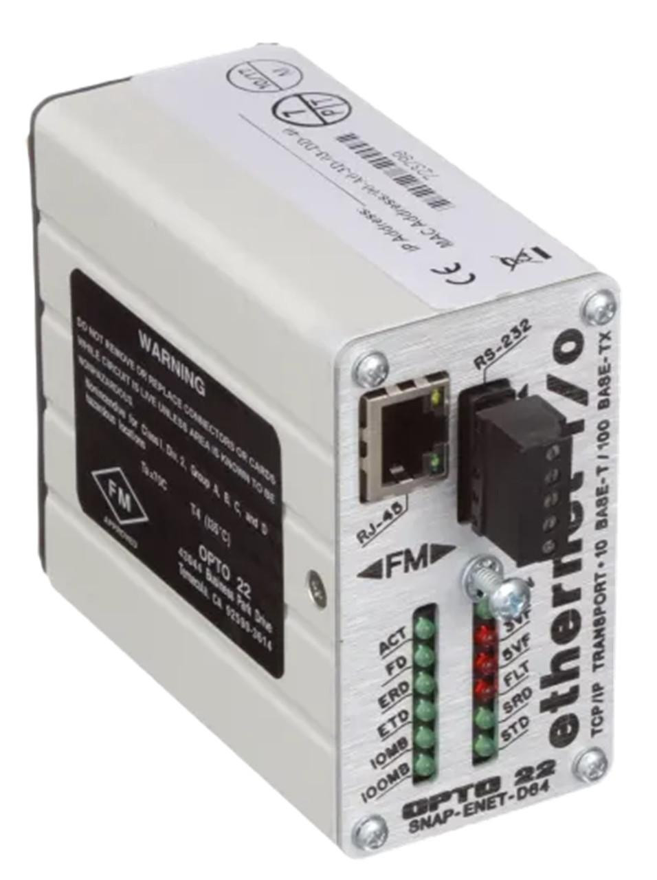 Opto 22 SNAP-ENET-D64 SNAP Ethernet I/O Brain, Digital-Only, Refurbished