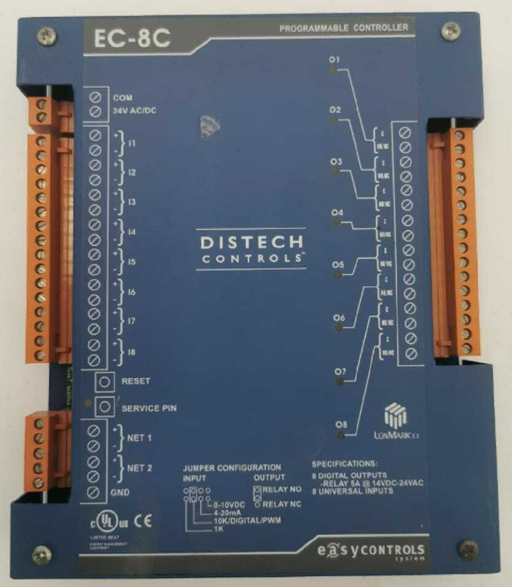 Distech CDIP-08CX-01-00 EC-8C Programmable Controller, 8UI 8DO, Log/Scheduling, NEW