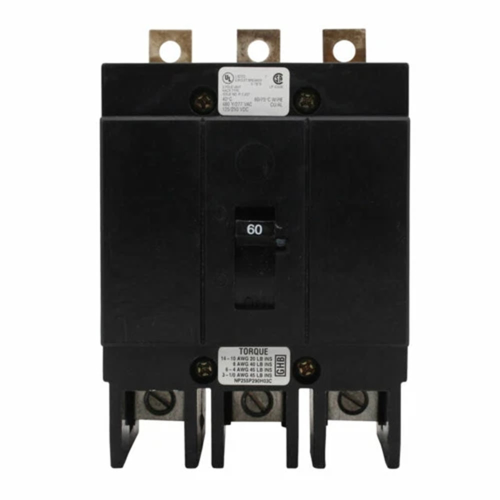 Eaton GHB3060 Circuit Breaker, Type GHB, 60A, 3-Pole, 480Y/277 Vac, G-Frame, NEW