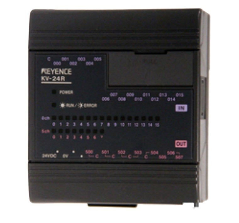 Keyence KV-24R Base PLC Unit, 24VDC, 16 DC Inputs, 8 Relay Outputs, Refurbished