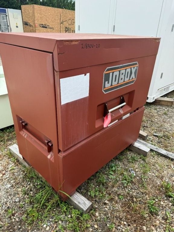 JOBOX, Heavy Duty Steel Storage Chest, jobsite style, hinged top & front access, recessed locking mechanism
