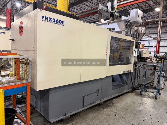 398 Ton, 33.8 oz., Nissei #FNX360III, Injection Molder w/Transformers, 28.9" x 28.9" tie bar spacing, 52"