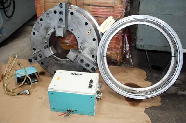25" ATS #BP-640-275, 3-jaw self contained pneumatic power chuck, 10.83" thru hole, .394" jaw stroke, 1000