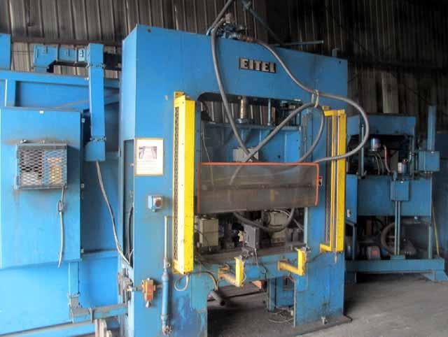 25 Ton, Eitel #ASP-25, H-frame hydraulic straightening press, 47" max. center distance, headstock & tailstock