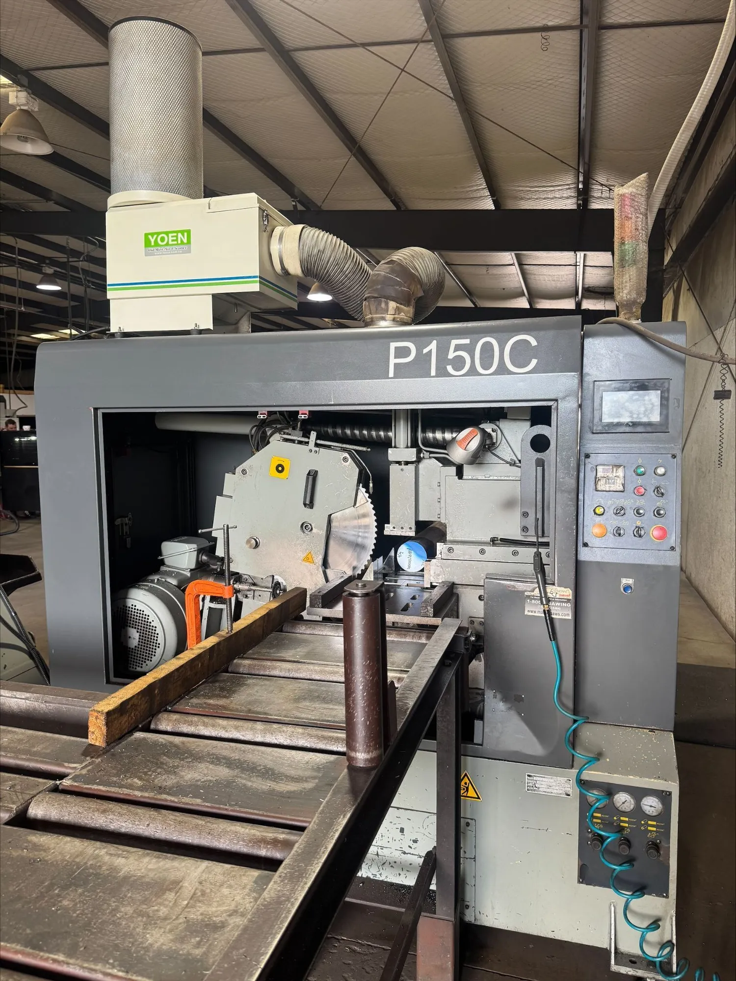 5.9" Marvel/Spartan #P150, CNC cold saw, 18.11" blade, 30-130 RPM, 20 HP, hydraulic clamping, automatic feed