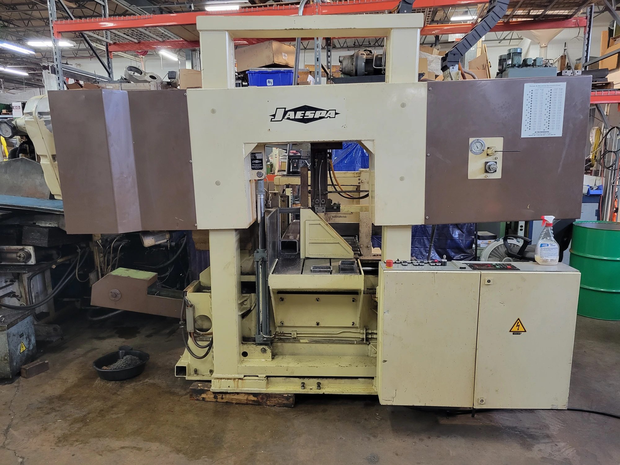 16" Jaespa #W420-AZ/P, dual column fully automatic programmable horizontal band saw, 2000
