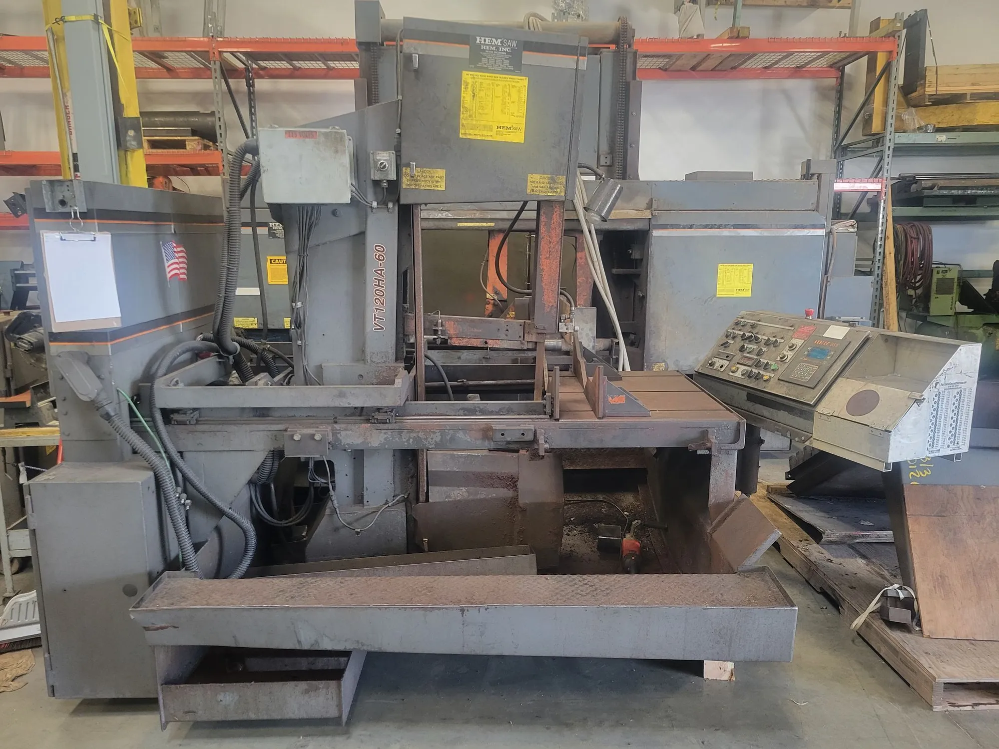 18" x 24" HEM #VT120HA-60, fully automatic vertical band saw, 1.25" blade, 7.5 HP, HEM Smart CNC control