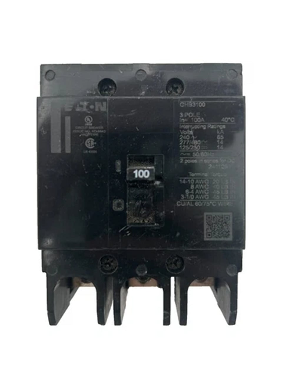 Eaton GHB3100 Circuit Breaker, Type GHB, 100A, 3-Pole, 480Y/277 Vac, NEW