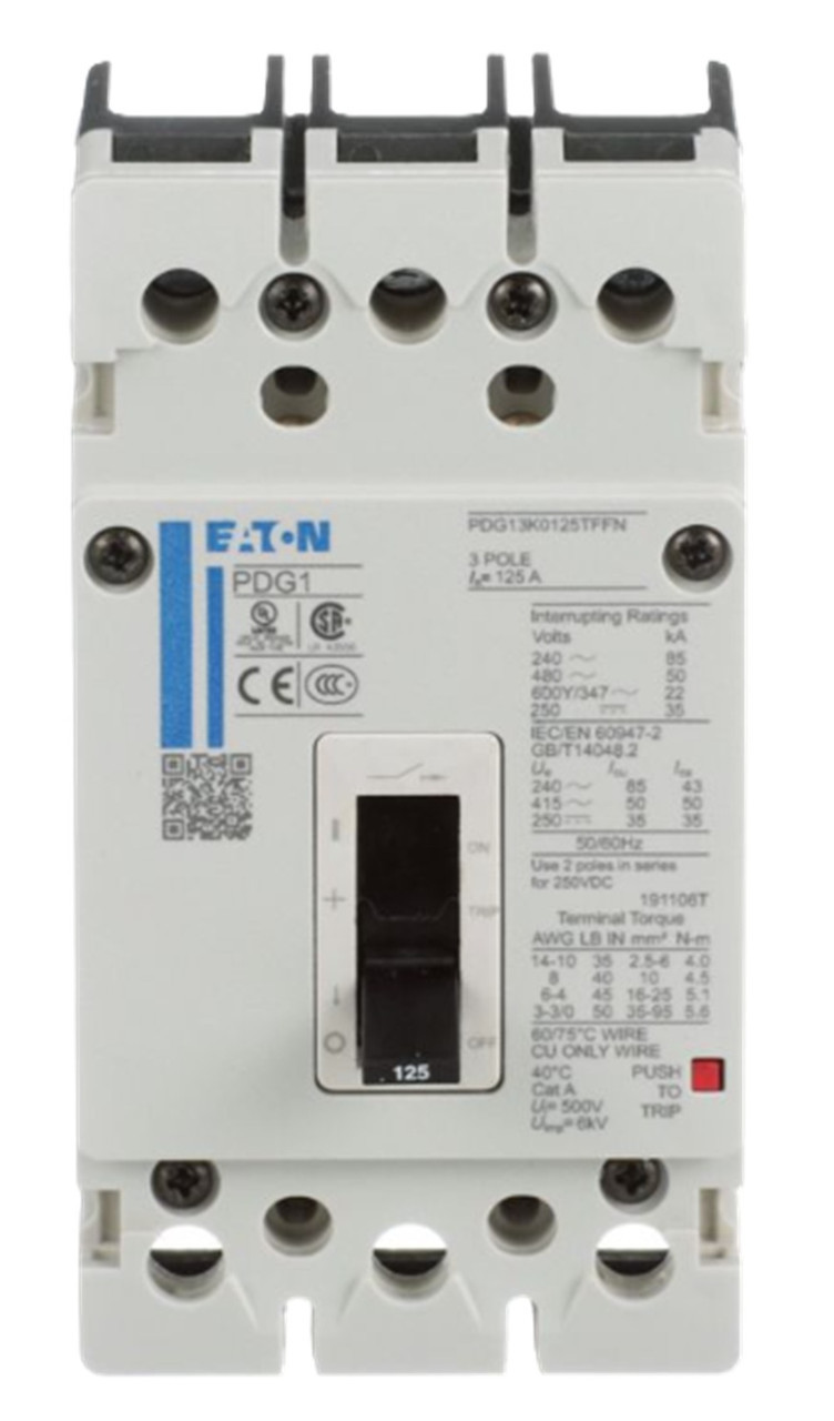 Eaton PDG13C0060TFFN Defense Circuit Breaker, 60A, 3-Pole, 18kA/480V, Frame 1, NEW