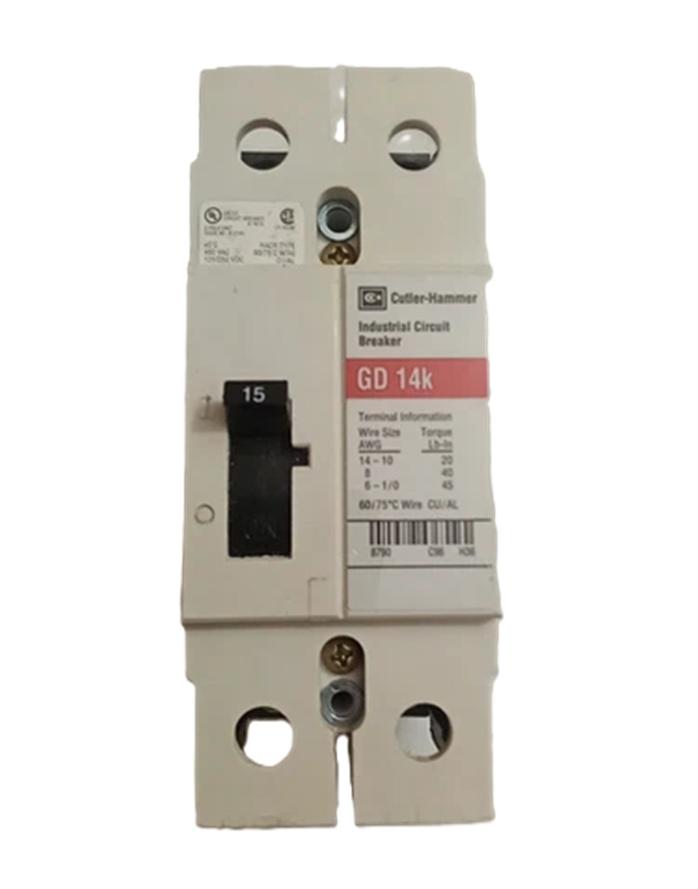 Eaton GD2015 Circuit Breaker, G-Frame, Type GD, 15A, 2-Pole, NEW