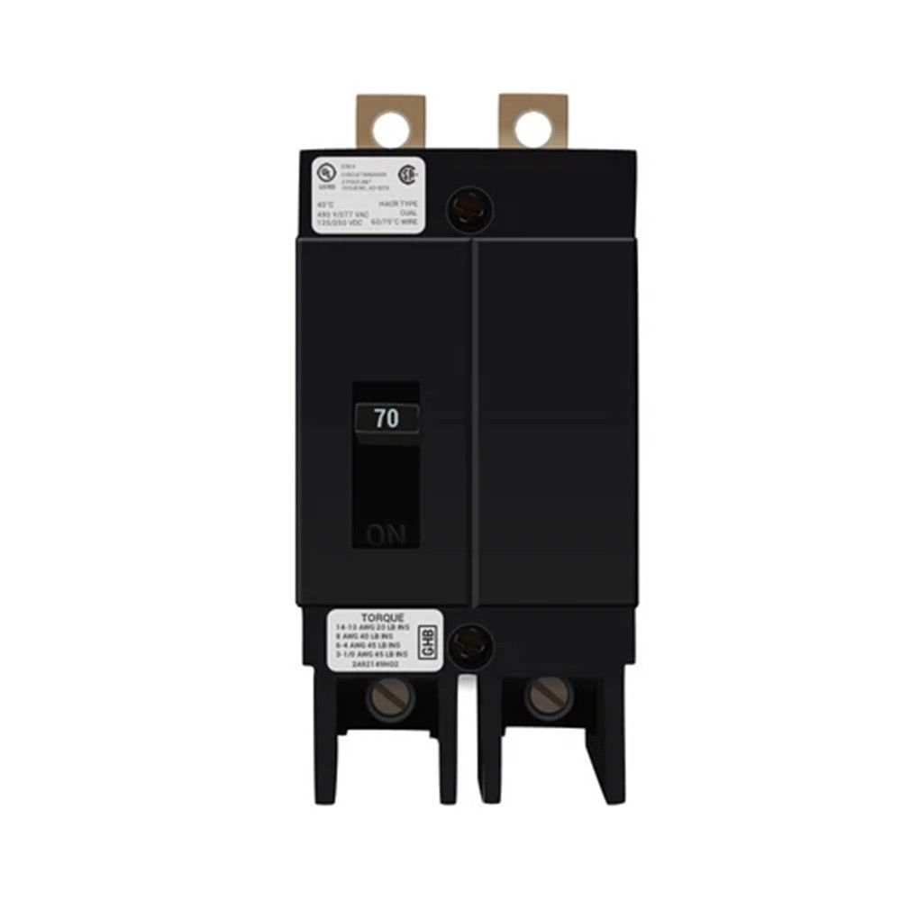 Eaton GHB2070 Circuit Breaker, Type GHB, 70A, 2-Pole, 480Y/277 Vac, NEW