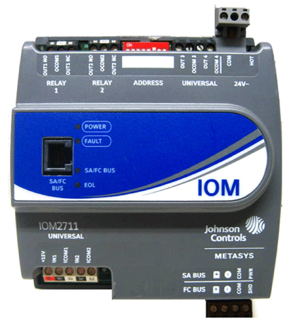 Johnson Controls MS-IOM2711-0 6-Point IOM Input Output Module, 2UI 2UO 2BO FC, Refurbished