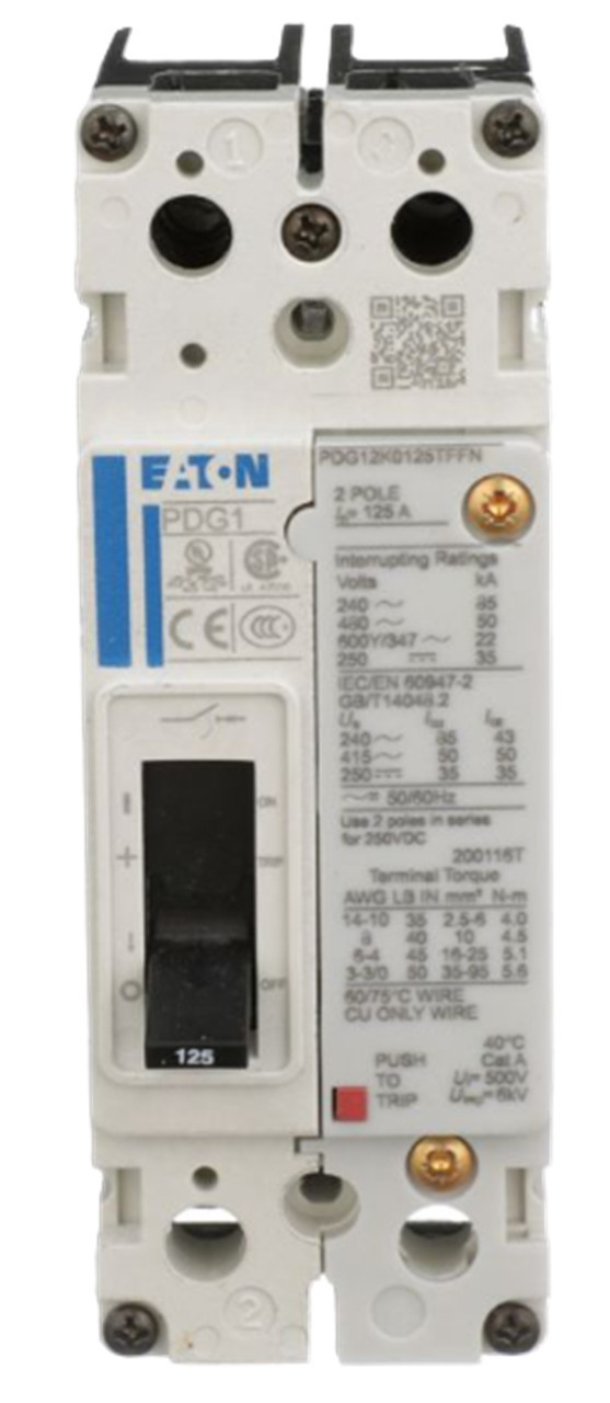 Eaton PDG12C0030TFFJ Power Defense Circuit Breaker, 30A, 18kA/480V, 2-Pole, NEW