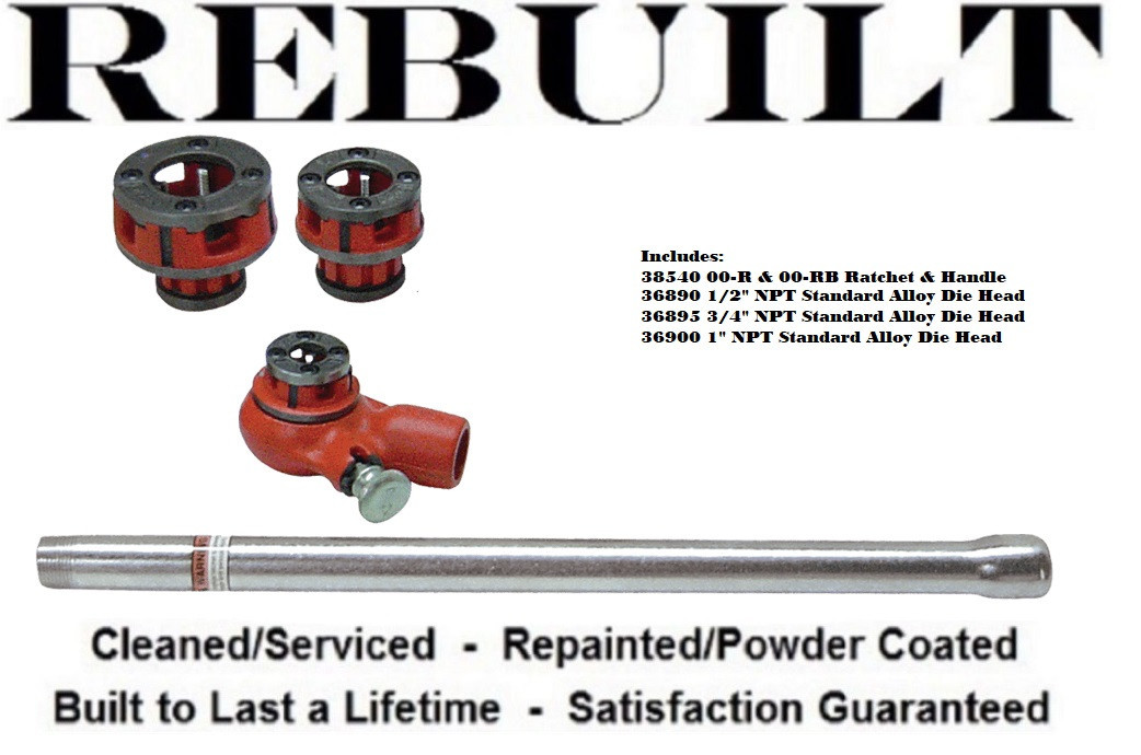 Ridgid 36345 00-R Pipe Threader Set, 1/2 - 1 inch NPT, Carry Case Not Included, Refurbished