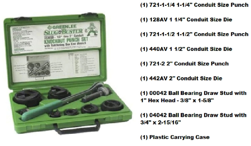 Greenlee 7238SB 34757 1/2-2" Conduit Size Slug-Buster Ratchet Knockout Punch Kit, Refurbished