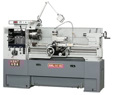 14" -17" x 40" -57" Kent #RML, USA MLX, USA MI, manual, 9" 3-Jaw chuck, 10" 4-Jaw chuck, digital read out