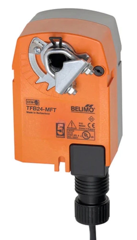 Belimo TFB24-MFT Damper Actuator, 22 in-lb [2.5 Nm], Spring Return, AC/DC 24 V, NEW