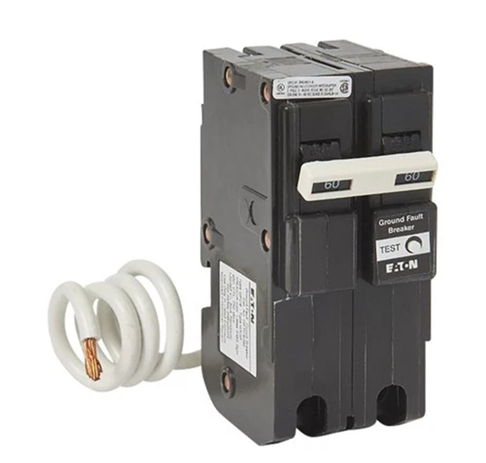 Eaton GFTCB260 GFCI Circuit Breaker, 60A, 120/240V, 2-Pole, NEW