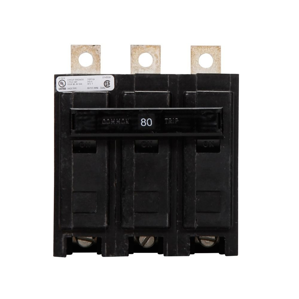 Eaton BAB3080H Quicklag Industrial Thermal-Magnetic Circuit Breaker, 80A, NEW