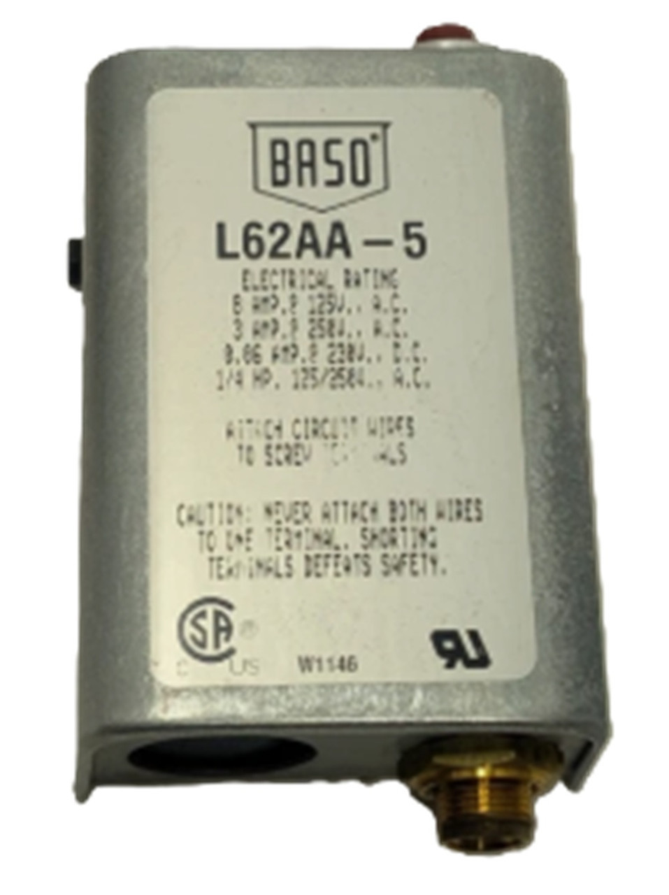 Baso Johnson Controls L62AA-5C SPST Manual Reset Pilot Switch, NEW