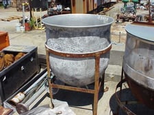 60 gallon Stainless Steel kettle, has 1.5" CBO, 45" OAH, moc appears to be aluminum