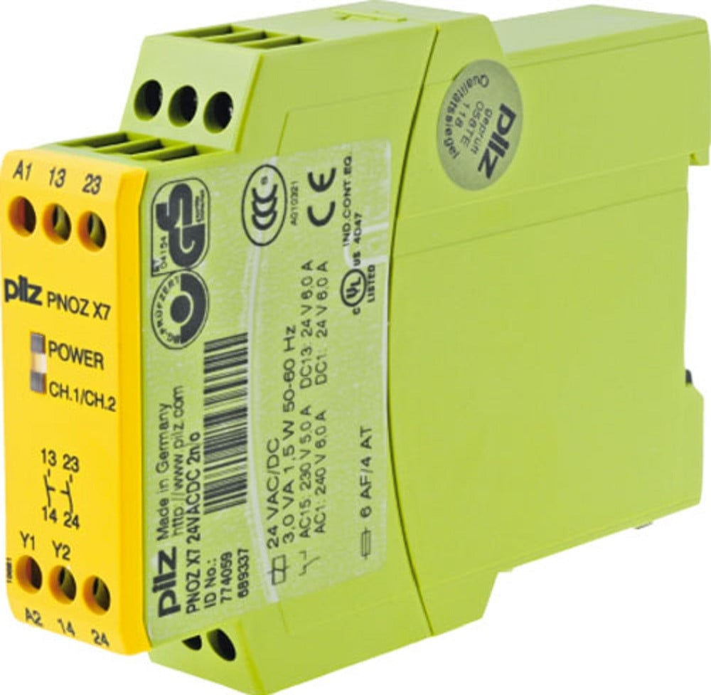 Pilz 774059 PNOZ X7 24VACDC 2n/o Safety Relay Single Channel With 2 Contacts, NEW