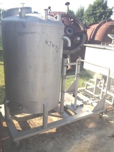 200 gallon Stainless Steel tank, 3' dia. x 4' T/T, dish top, slope bottom, has several openings including 2"