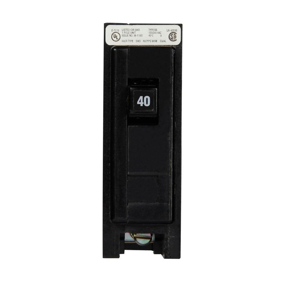 Eaton BAB1040 Circuit Breaker, Type BAB, 40A, 1-Pole, 10 kAIC, 120/240V, NEW