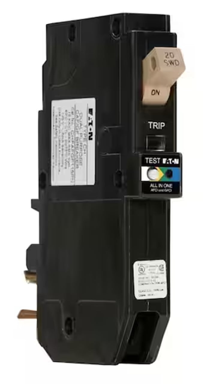 Eaton CHFPAFGF120CS 20 Amp 1-Pole Dual Function Plug-On Neutral Circuit Breaker, NEW